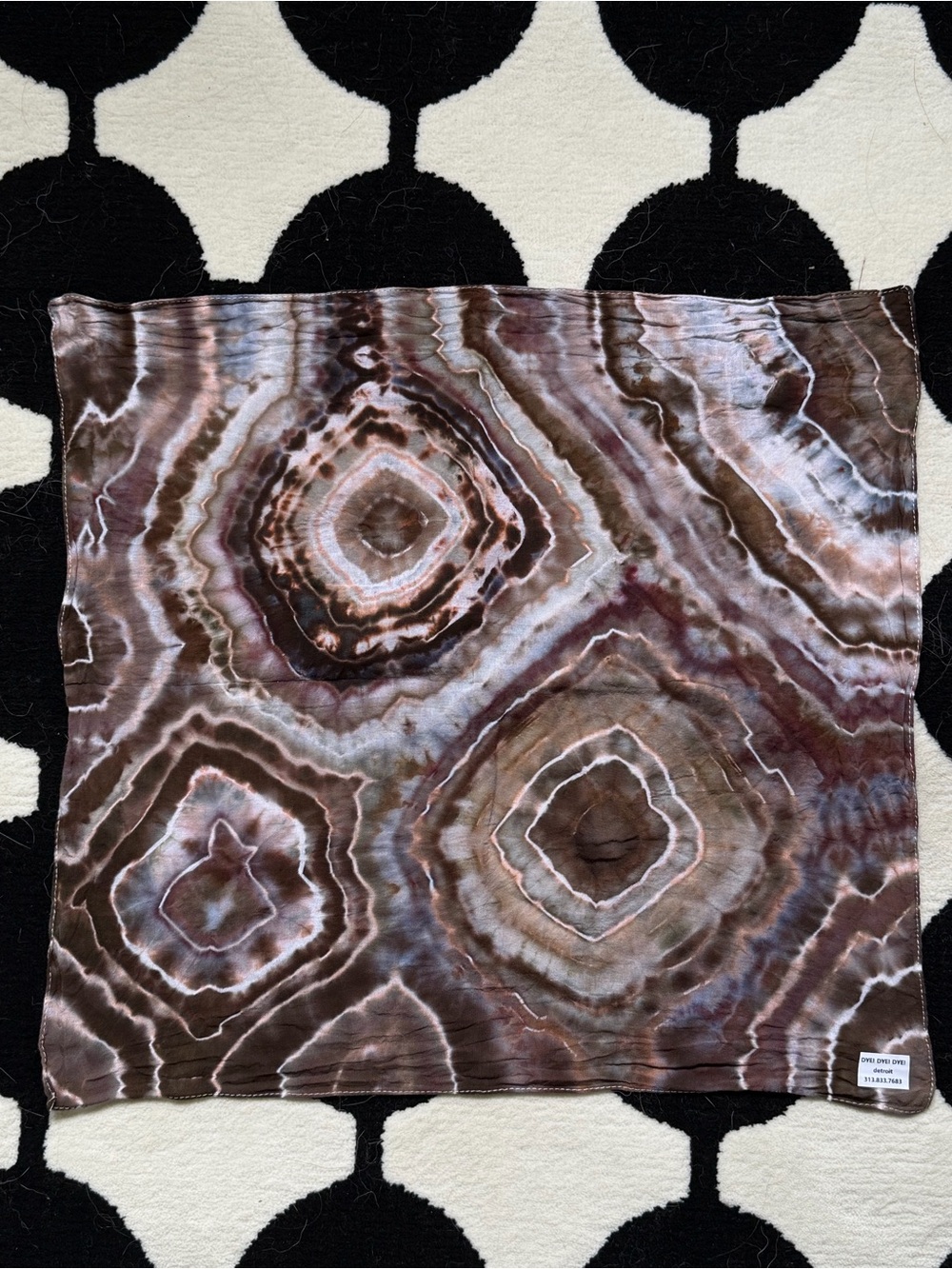 DYE! DYE! DYE! Detroit Studio Hand-Dyed Bandana | Earth-Tone Geode Pattern